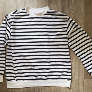 H&M Black and White Striped Crewneck Sweater
